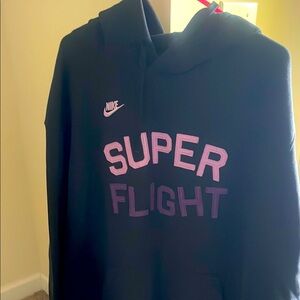 Nike Black Hoodie with Pink and Purple Lettering